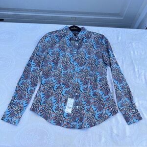 NWT Brooks Brothers Multicolor Blue Floral Button Down Shirt Petite 0